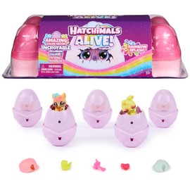 Hatchimals Alive, Rainbow Splash Egg Carton with 5 Mini Figures in Color Reveal Eggs & 10 Accessories, Kids Toys for Ages 3 and up