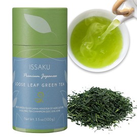 Issaku Japanese Green Tea Loose Leaf – Premium Japanese Green Tea – Loose Leaves – Vegan and All-Natural Loose Green Tea – Antioxidant-Rich Fukamushi Sencha Tea – 3.5 oz