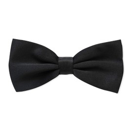 The Tie Co™ Premium Collection Satin Solid Colour Classic Plain Bow Tie - Pre Tied & Adjustable (Black)