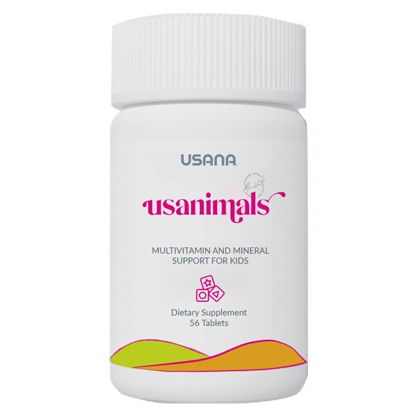 USANA Usanimals | Essentials Kid Friendly Supplements - Support an Already Healthy Immune Function and Brain Development *- 56 Tablets -Serving Size: 1 Tablet