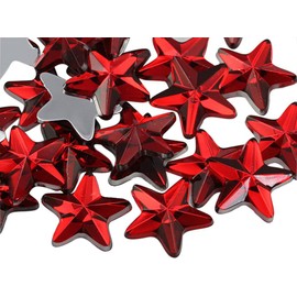 Allstarco Star Rhinestones Embelishments 5mm Flat Back Acrylic Plastic Gems for Jewelry, Crafts, Costumes, Invitations, Cosplay - 125 Pieces (Red Ruby H103)