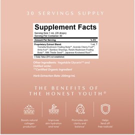 Apothékary The Honest Youth, Collagen & Skin Support Herbal Liquid Drops, Promotes Healthy Radiant Skin with Reishi and Tremella Mushroom, Vegan, Gluten-Free, 1 Fl oz, 30 Servings