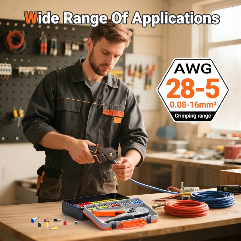 Preciva Ferrule Crimping Tool Kit - AWG 28-5 Hexagonal Ferrule