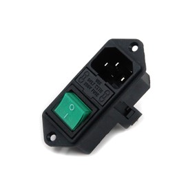 Semetall Inlet Module Plug 3 Pin IEC320 C14 Power Socket Inlet Module Plug Fuse Switch 5A Fuse Switch Male Power Socket 10A 250V Rocker Switch (Green,Black)