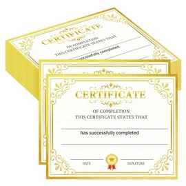 Gold Certificate of Completion Award Card 8 x 10 Inch Certificate of Achievement Awards 25 Pcs Graduation Diploma Award Certificates for Graduation Diploma Achievements for Students,School Ceremony