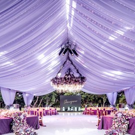 10 Panels Purple Ceiling Drapes for Wedding Ceiling Drapes 5ftx10ft Wedding Arch Draping Fabric Sheer Curtains Chiffon Drapery Draping Decorations for Party Ceremony Stage Swag