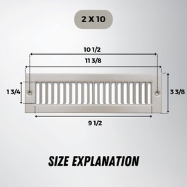 Fits 2x10 Duct Opening | Toe Kick Vent Cover by Handua | Cabinet Toe Kick Space Register Grille | HVAC Toe Space Vent Cover | Outer Dimensions: 3 3/8" X 11 3/8" | Brown