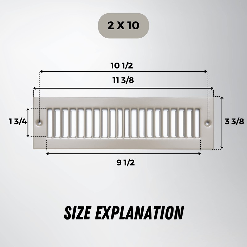 Fits 2x10 Duct Opening | Toe Kick Vent Cover by