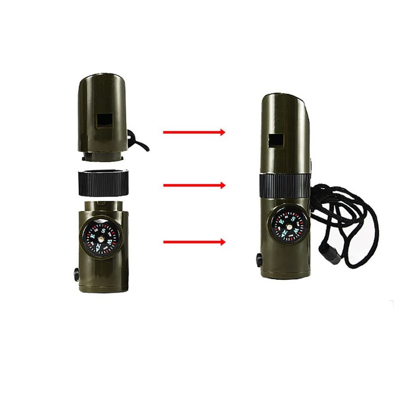 VOANZO 7 in 1 Survival Whistle Hiking Whistle Camping Kit
