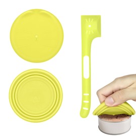 Cat Food Can Covers Lids,Cat Food Spoon,2 Pcs/Set Includ Cat Food Lid and Cat Spoon,Silicone Cat Food can Lid and Cat Spoons for Wet Food,Pet Can Cover and Spoon Set for 3 oz-14 oz Cans (Green)…