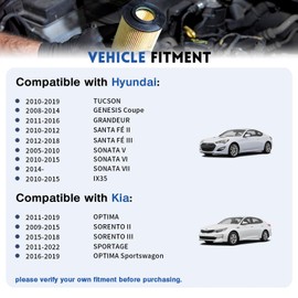 26410-2G000 Engine Oil Cooler Housing 2.0L 2.4L Adapter for 2005-2022 Hyundai Genesis Coupe Grandeur Tucson Sonata IX35 SANTA FÉ Kia Optima Sportswagon Sorento Sportage 07 08 09 10 11 12 26410-25402