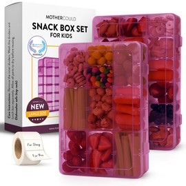 Large Kids Snack Box Containers Set of 2 -100 Labels, BPA-Free, Adjustable Compartments, Dishwasher Safe, Reusable Tray, Food Grade, Meal Prep Container, PARENT TESTED PARENT APPROVED AWARD (Purple)
