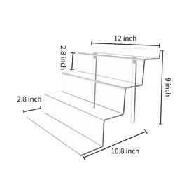 Display Stand 4 Tier Black Display Riser 2 Pack Displays Perfume Organizers Tiered for Decoration and Cupcakes Dessert Stand Makeup Stand Cabinet Countertops (12*6-clear)