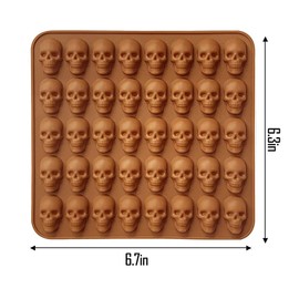 40 Cavity Non-Stick Skull Fudge Mould With 5 Dropper Mini Skull Silicone Molds for Chocolate, Candies, Jelly, Ice Cube, Dog Treats, Gummy, Sugar (White)