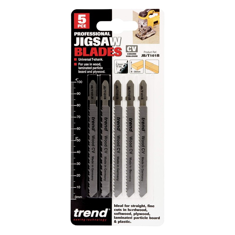 Trend Professional Jigsaw Blades, Pack of 5, 100mm x 2.5mm,