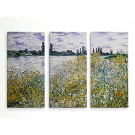 Wexford Home le aux Fleurs near Vetheuil 3 Panel Gallery Wrapped Canvas Wall Art