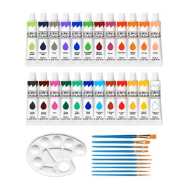 Raganet, Juego de 24 Pinturas Acrílicas de Colores Diferentes, Set de Pintura Al Óleo Profesional con Pinceles y Paleta, Perfecto para Artistas, Adultos y Niños