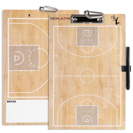 HIGHRAZON Basketball Coaches Clipboard,White Double-Sided Dry Erase Coach Clipboard, Color Basketball Whiteboard for Coaches, White Board with Marker for Coaches Gift