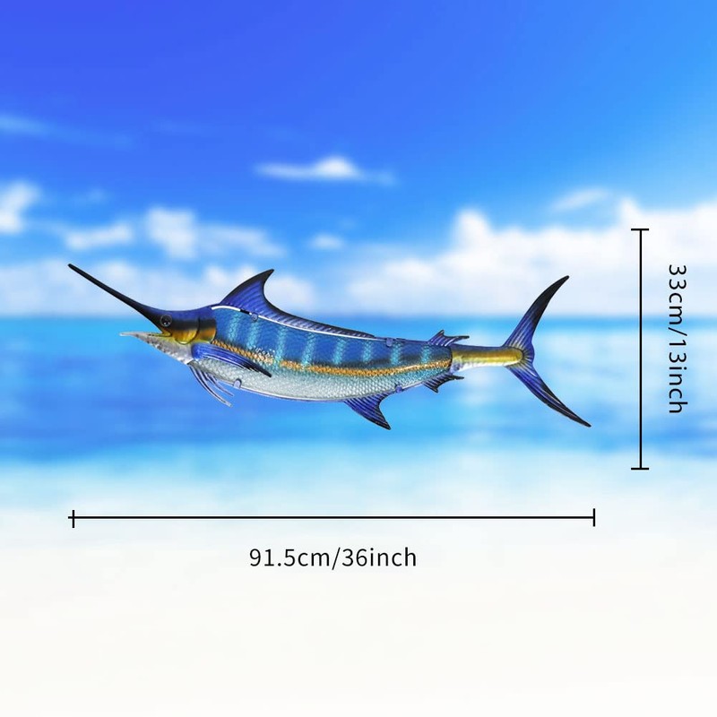 LIFFY Metal Blue Marlin Wall Decor Indoor Metal Fish Wall