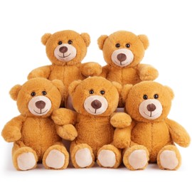 BenBen Teddy Bear Stuffed Animal, 5 Pack 8 inch Small Teddy Bear Bulk, Baby Bear Plush Toy for Baby Shower Decoration, Gifts for Girlfriend, Valentine's Day, Birthday (Dark Brown)