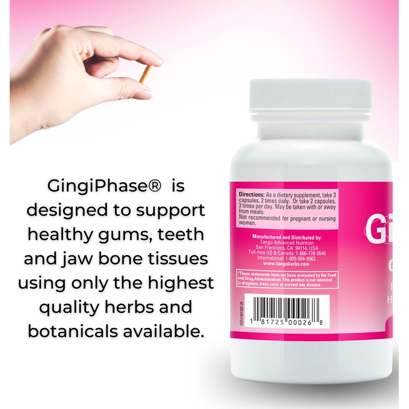 GingiPhase Natural Herbal Dental Support Supplement for Healthy Gums, Teeth,