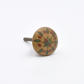 Small Painted Golden Gold Metal Knob, Pull, Handle, for Cupboards, Doors, Cabinets, Drawers, Furniture, Kitchens (Plus Fitting Hardware) 3.4 cm Diameter 3.8 cm Rod Length