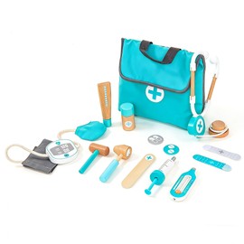 UMU Play Doctor Set, Wooden Pretend Play Toy with Stethoscope, 14 Pieces|3 to 6 Years Old Boys and Girls, Birthday Present, Kindergarten Celebration, Christmas Gift