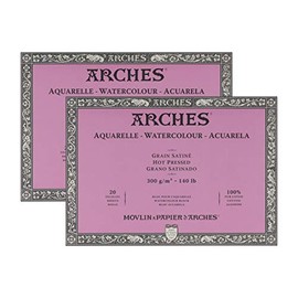 Arches Watercolor Paper Block, Hot Press, 7" x 10", 140 Pound - 2 Pack