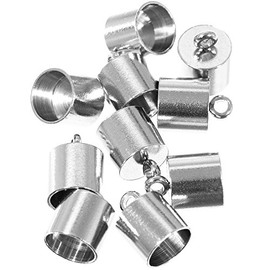 Craft County 10 Pieces 12mmX7mm and 13mmX8mm, Stainless Steel Silver Smooth Cord End Caps Finding DIY Supplies (13mm X 8mm)