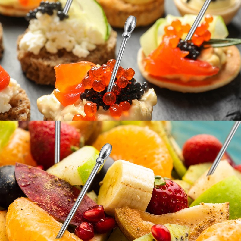 sourcing map Cocktail Toothpicks, 16Pcs 4.3 Inch Stainless Steel Long