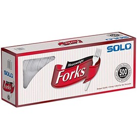 Solo Heavyweight Plastic Cutlery, Forks, White, 6.41", 500/Ct