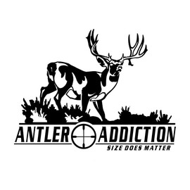 Antler Addiction Decal - Mule Deer Hunting Sticker - Automotive Window Decal - Mule Deer Buck Sticker - Mule Deer Hunting - Hunting - Deer Stickers - Size Does Matter - Hunters Image