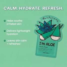 TONYMOLY I'm Real hoja de máscara, Aloe, Verde aloe, Único