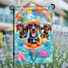 BlissYard Hello Summer Garden Flags Beach Dachshund Garden Flag for
