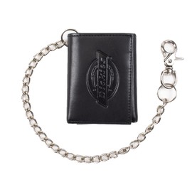 Dickies Men's Leather Chain Wallet - High Security Trifold With ID Window And Credit Card Pockets