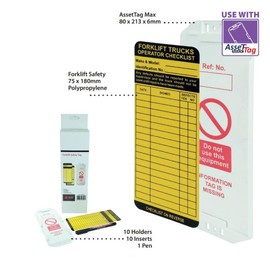 Forklift Truck Operator Tagging Kit Safety Checklist On The Back Contains 10 x Holders - 10 x Tag Inserts - 1 x Pen