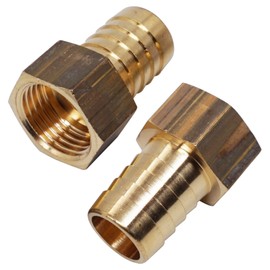SKIR'CO 2 pieces female thread barb brass fitting 1/2 inch x 18 mm, hose barb adapter, hose tail connection, BSP thread