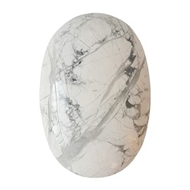 Manekieko Natural White Howlite Turquoise Oval Palm Pocket Healing Crystal Massage Spa Energy Stone,Healing Crystal for Therapy Geometry Chakra Balancing