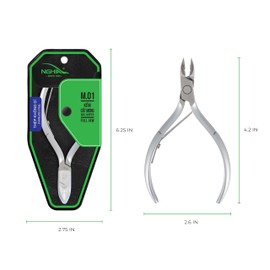 NGHIA Stainless Steel Nail Nipper - M-01, Precision Acrylic Nipper with Grey Plated Jaw, Curve Handle, and Single Spring