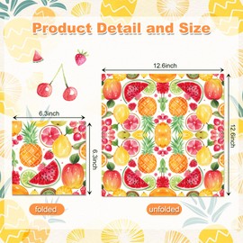 100pcs Fruit Paper Napkins – Fruits Design with Watermelon, Strawberry, Lemon & Fruits, Fruit Disposable Lunch Dinner Tableware for Wedding, Birthday Party, Baby Shower, Bridal Shower, Garden Picnic