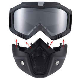 Paintball Mask Anti Fog,Tactical Full Face Mask Ski Mask Goggles Detachable Adjustable,Motorcycle Riding Face Protection (Transparent)