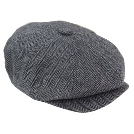 TruClothing.com Men's Hat Cap Hat Tweed Herringbone Design Razor Style Blinders Design, Charcoal