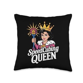 Speedcubing Queen Puzzle Champion for Nerd Girl Fans Throw Pillow