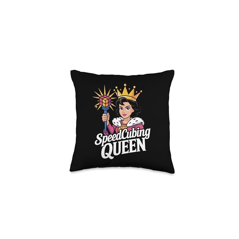 Speedcubing Queen Puzzle Champion for Nerd Girl Fans Throw Pillow