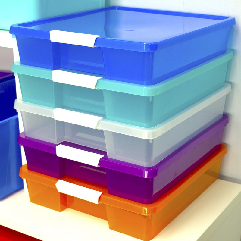 Storex Classroom Student Project Box, Plastic, 15.25 x 13.25 x