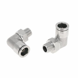 RATCHROLL Push to Connect Air Fittings 1/2" 90 Degree Air Line Quick Joint 304 Stainless Steel 1/4"BSPT 2 Pcs Silver Tone
