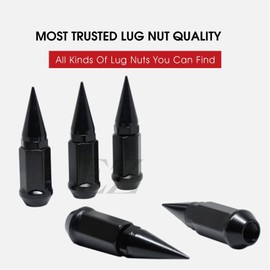 Spike Lug Nuts 20 Pc Installation Kit 1/2" Black for for Chevy C10 1/2 T Blazer (5 Lug) Jeep Wrangler (80-17) CJ Gr Cherokee (80-12)
