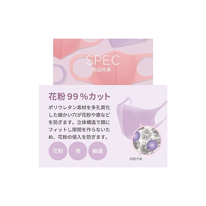 KOOGAGAASK 3-Piece Set, Individual Packaging, Small Face, Washable, Pollen, Urethane,