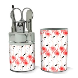 Watercolor Flamingos Stainless Steel Manicure Pedicure Grooming Beauty Care Travel Kit