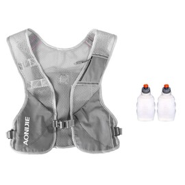 AONIJIE Running Vest Pack Water Hydration Backpack Outdoor Sport Bag Cycling Camping Climbing Rucksack (Gray, Vest +2pcs 250ml Bottles)